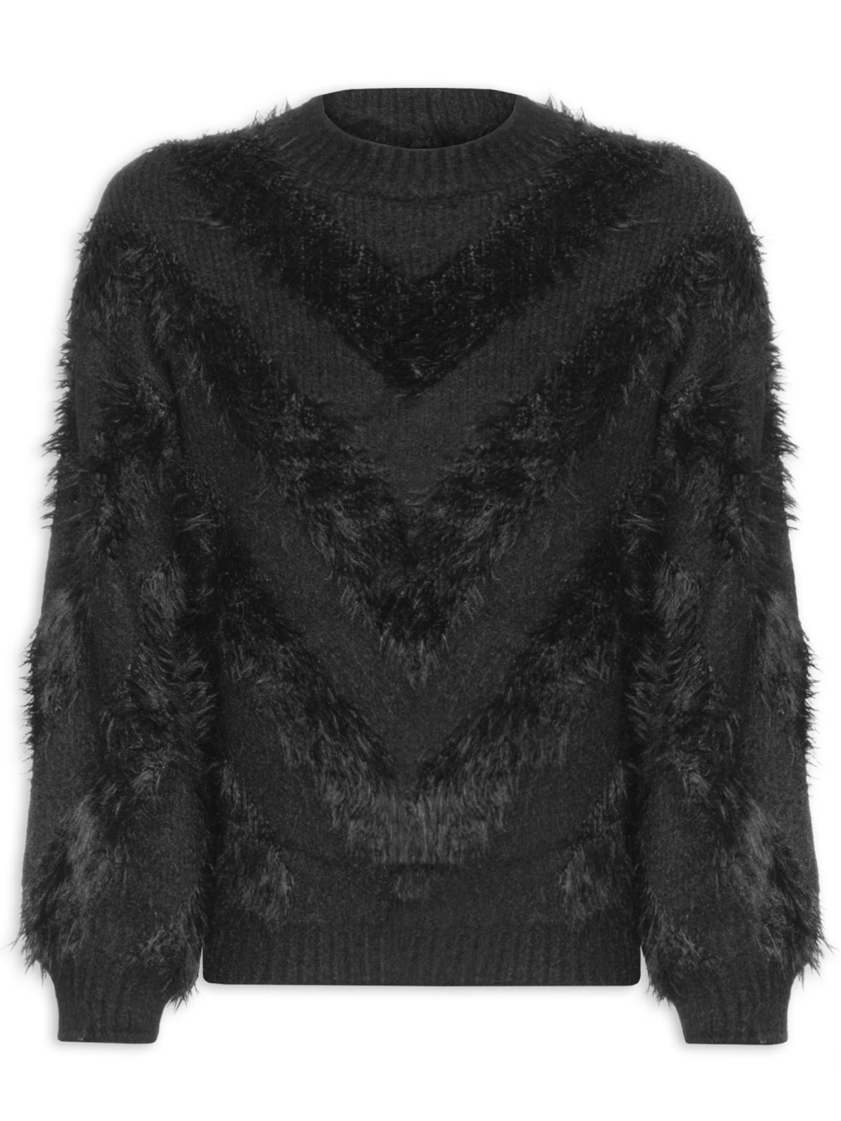 Suéter Feminino Felpudo Em Tricot - Preto