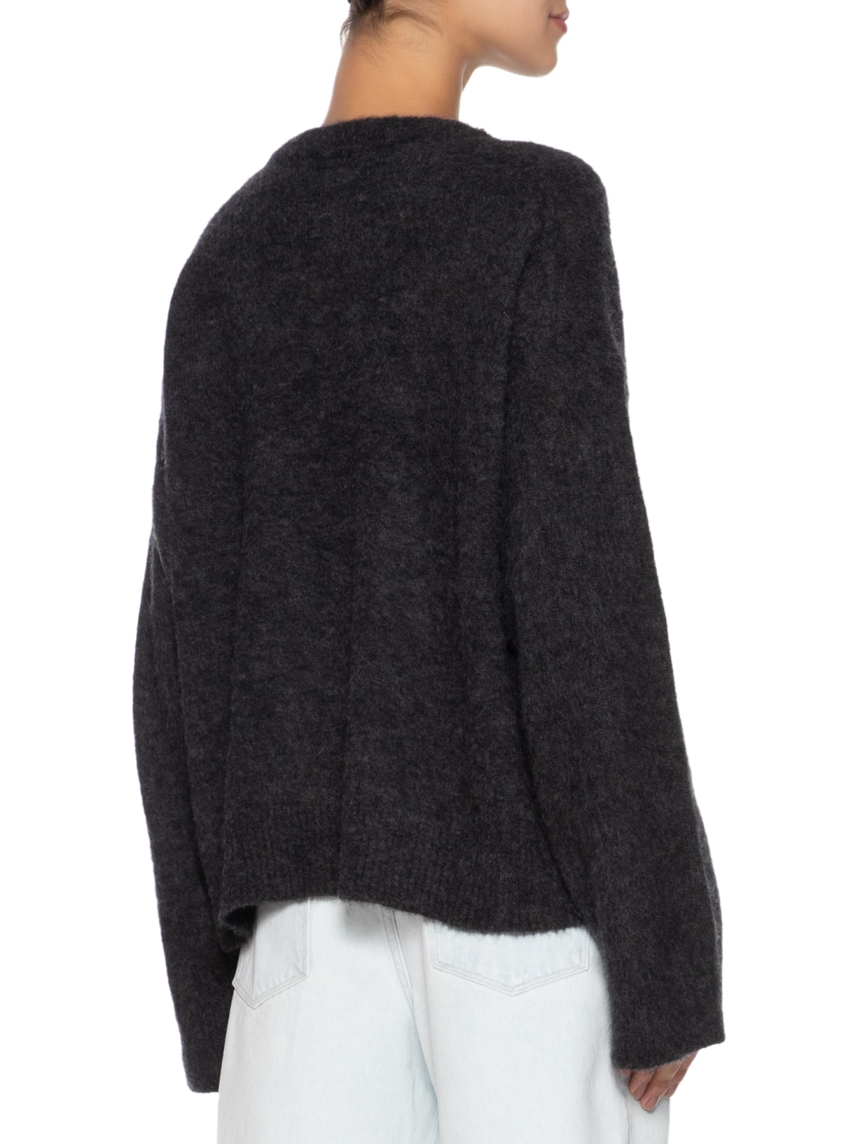 Suéter Feminino Fine Brushed Alpaca Banana Oversized Cinza Ganni