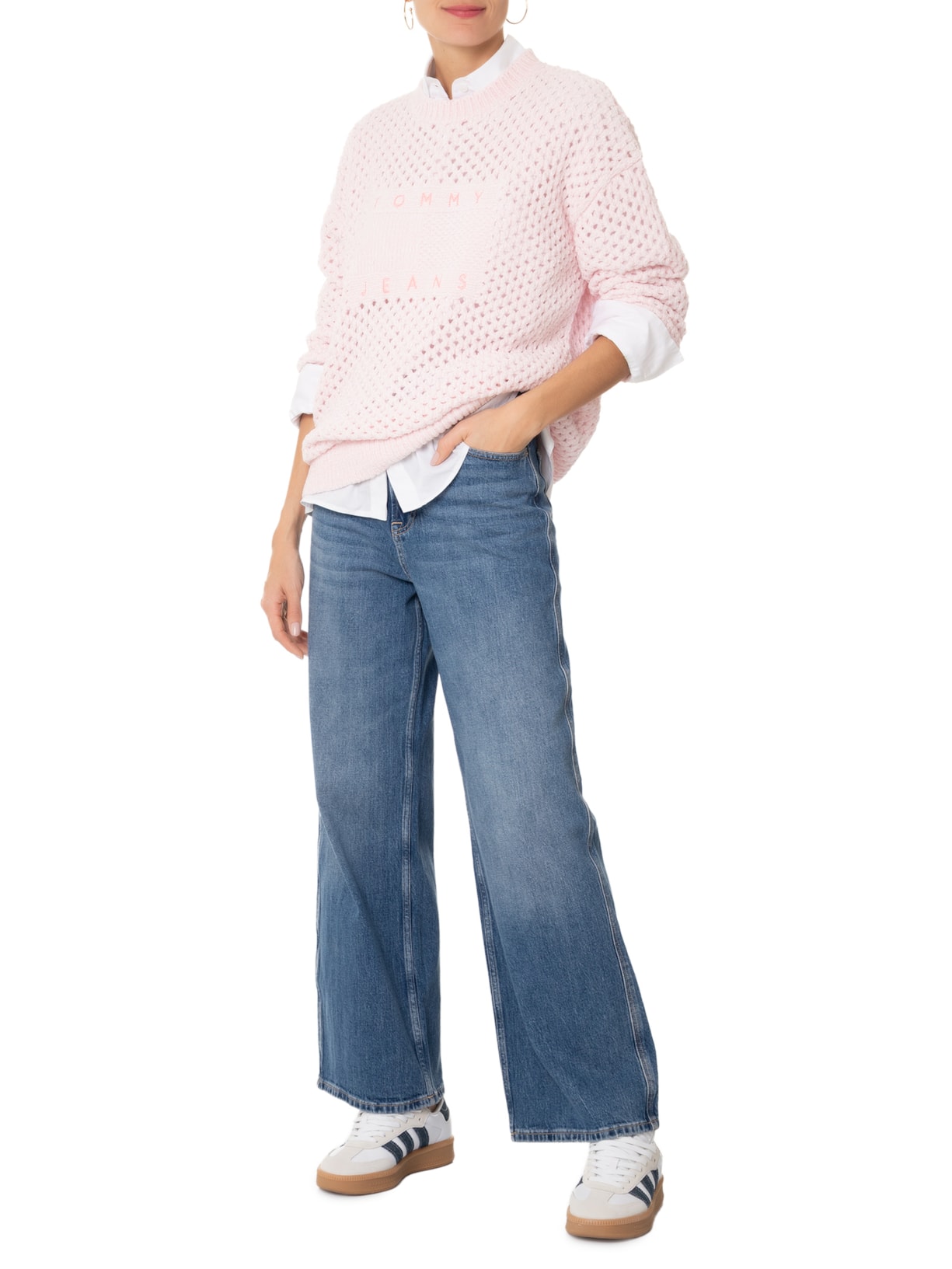 Suéter Feminino Flag Crew Rosa  Tommy Jeans