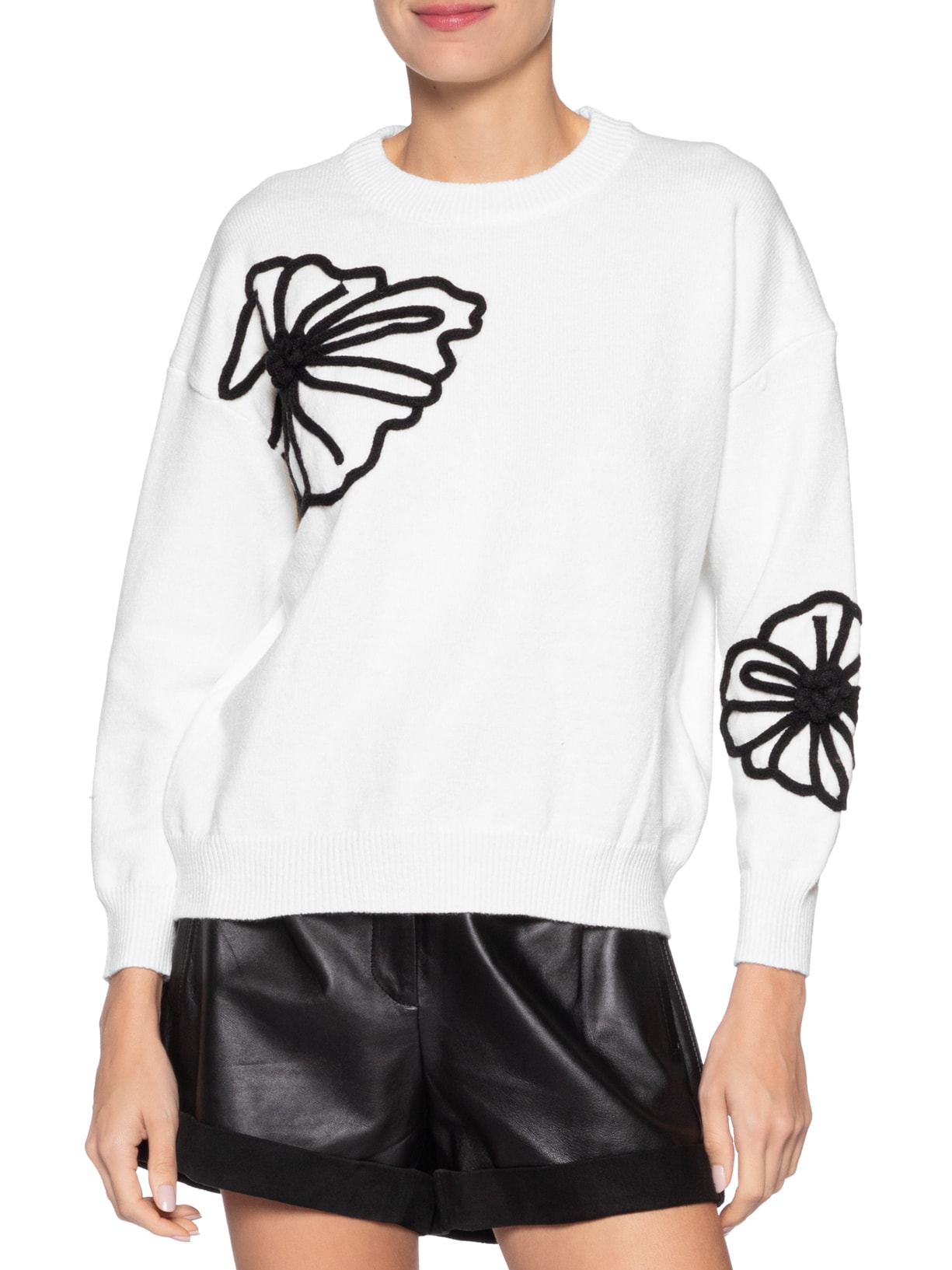 Suéter Feminino Flor Em Tricot  Branco Market 33