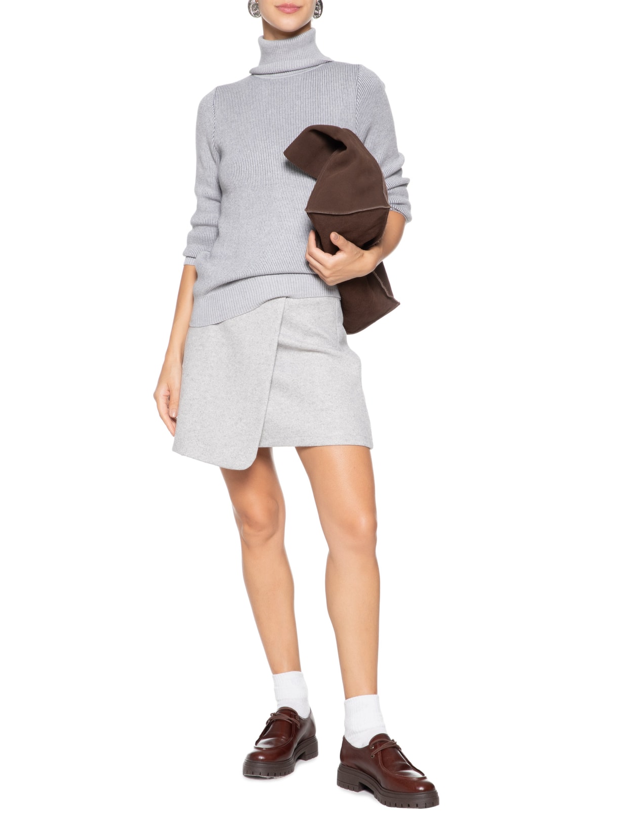 Suéter Feminino Gola Alta Básico - Cinza by BASIQ