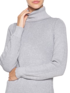 Suéter Feminino Gola Alta Básico - Cinza by BASIQ