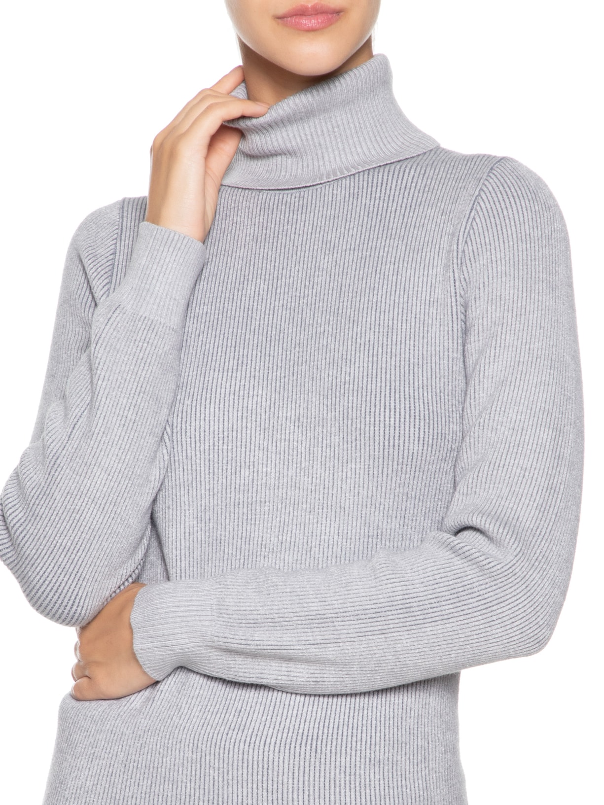 Suéter Feminino Gola Alta Básico - Cinza by BASIQ