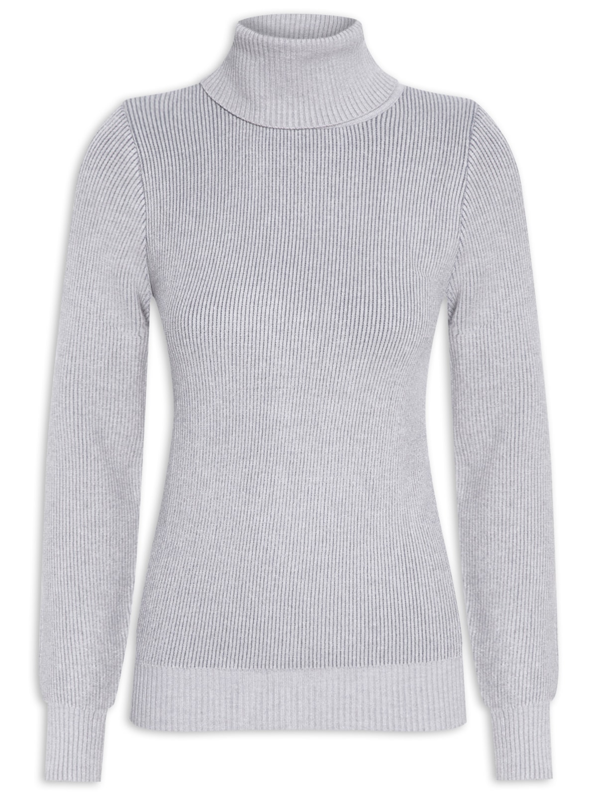 Suéter Feminino Gola Alta Básico - Cinza by BASIQ