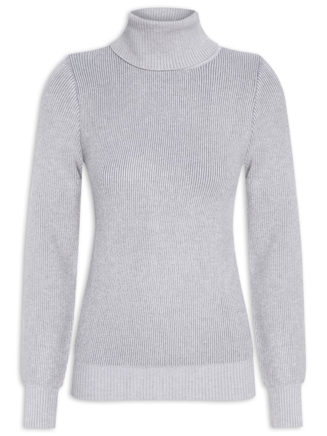 Suéter Feminino Gola Alta Básico - Cinza by BASIQ