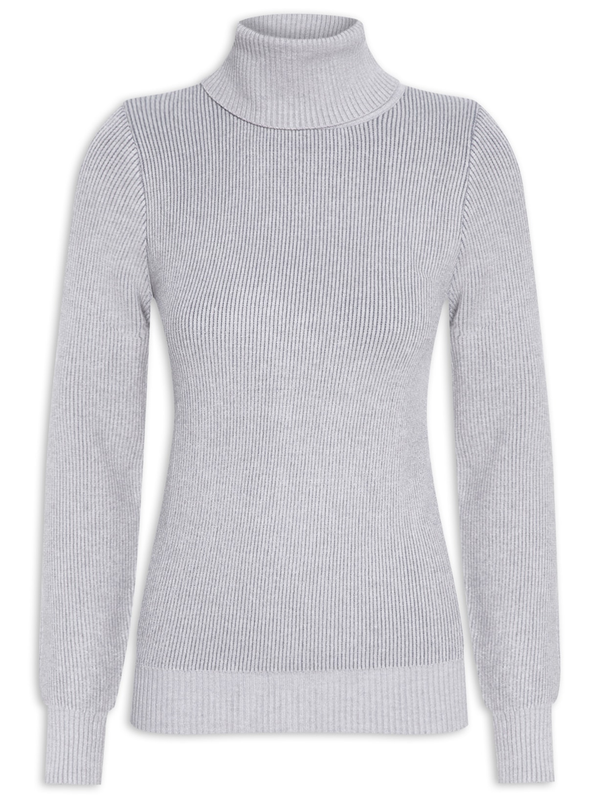 Suéter Feminino Gola Alta Básico - Cinza