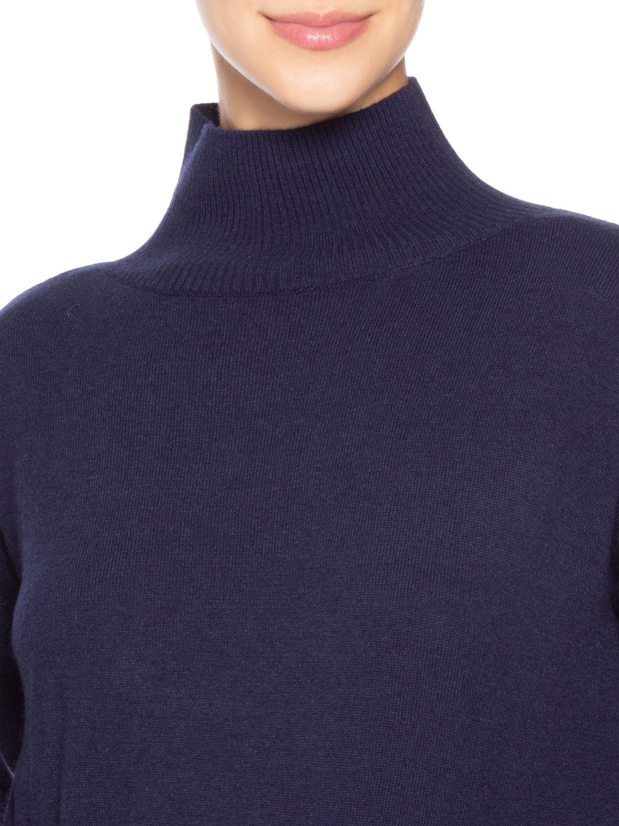 Suéter Feminino Gola Alta Com Blend De Lã E Cashmere Azul '2Essential