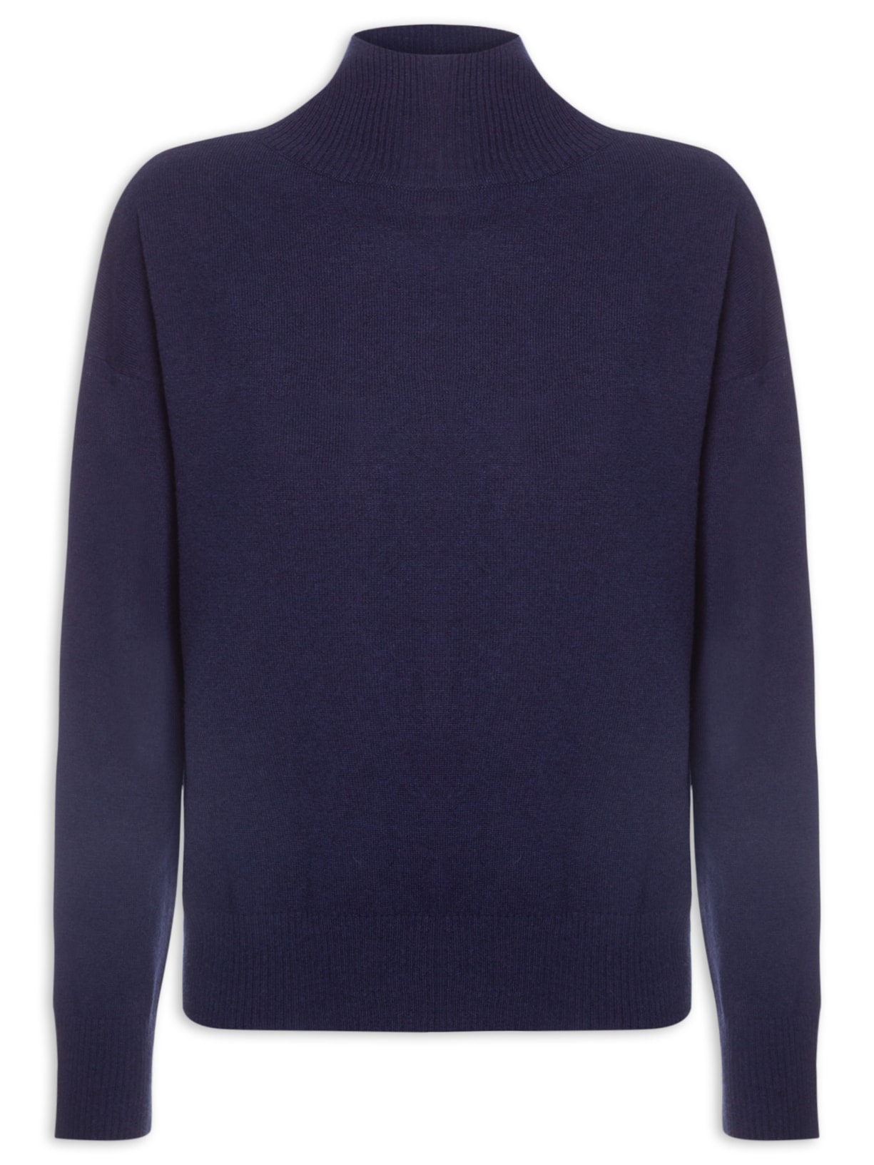 Suéter Feminino Gola Alta Com Blend De Lã E Cashmere Azul '2Essential