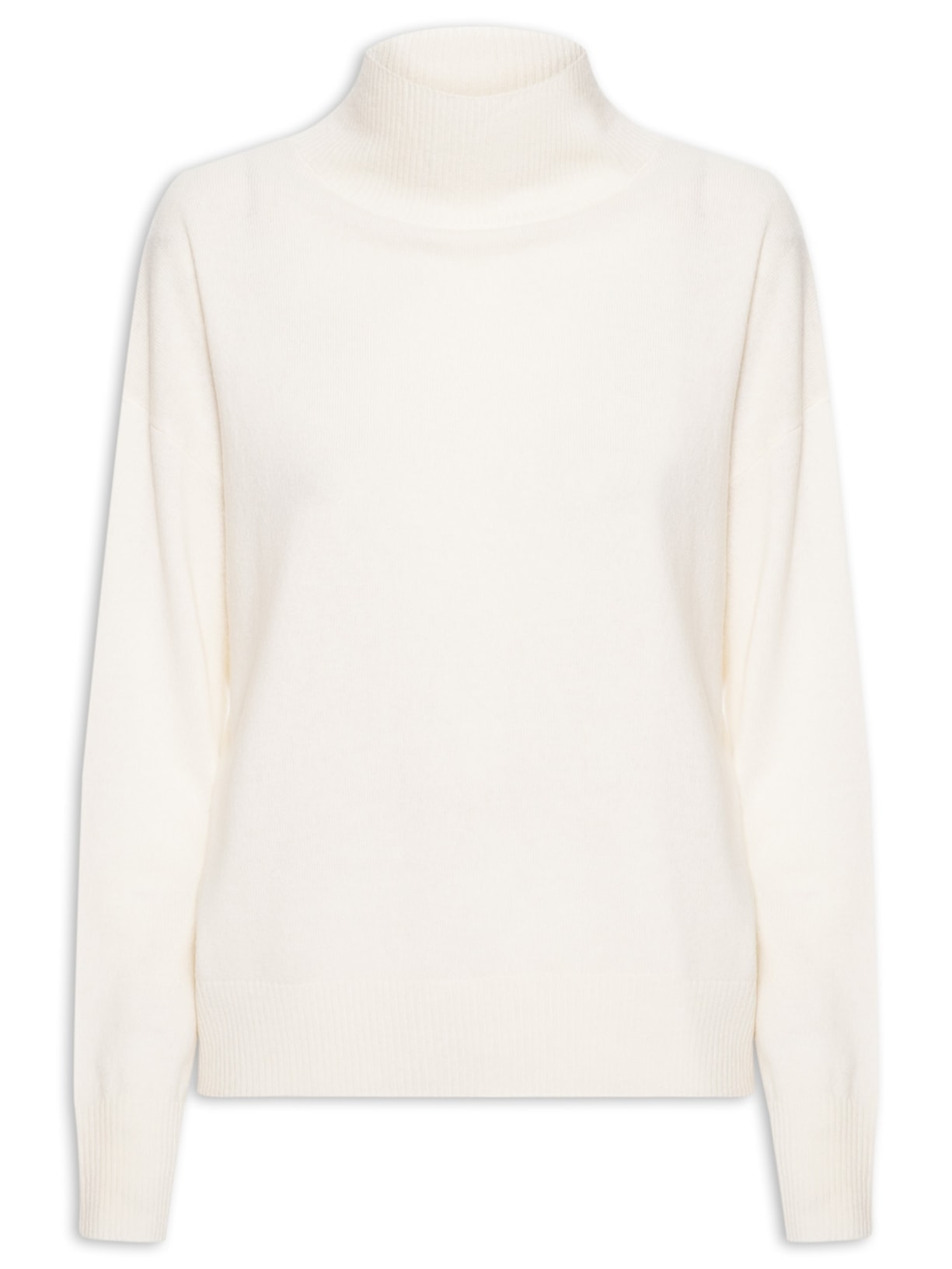 Suéter Feminino Gola Alta Com Blend de Lã e Cashmere - Off White