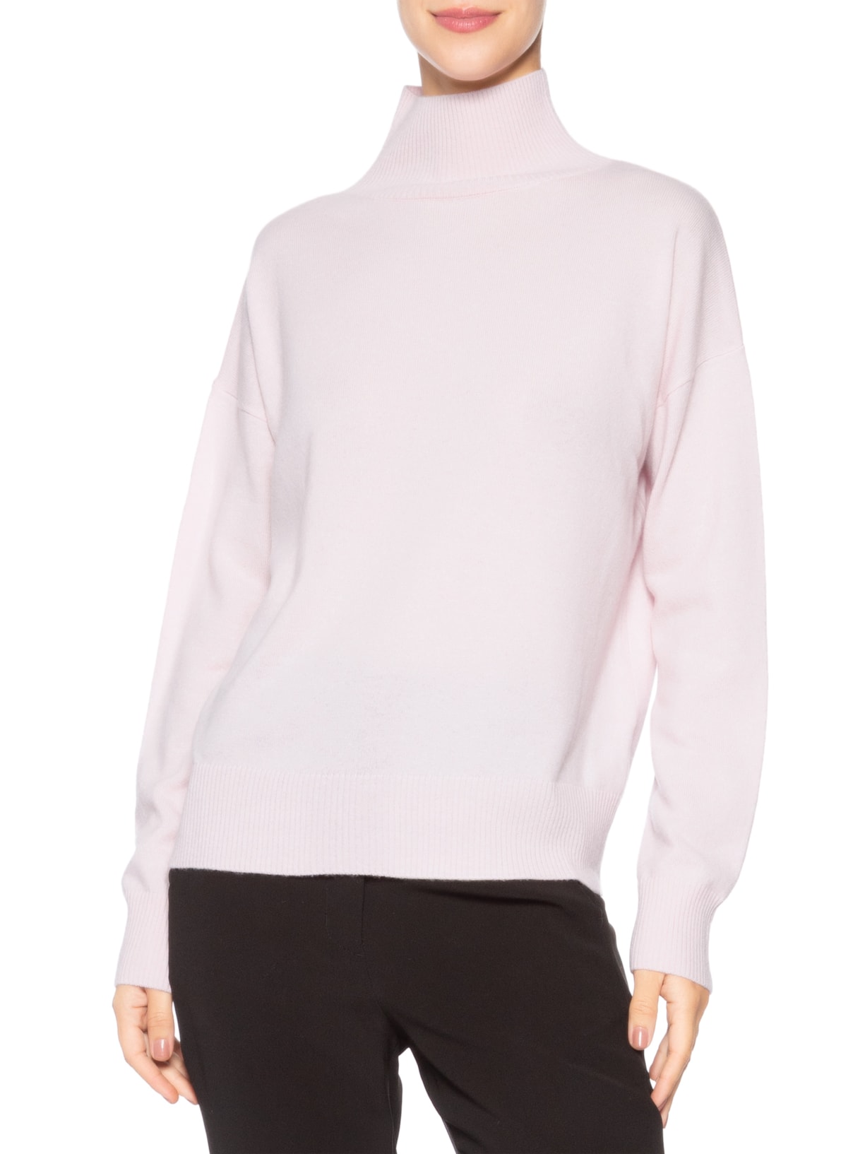 Suéter Feminino Gola Alta Com Blend De Lã E Cashmere Rosa '2Essential