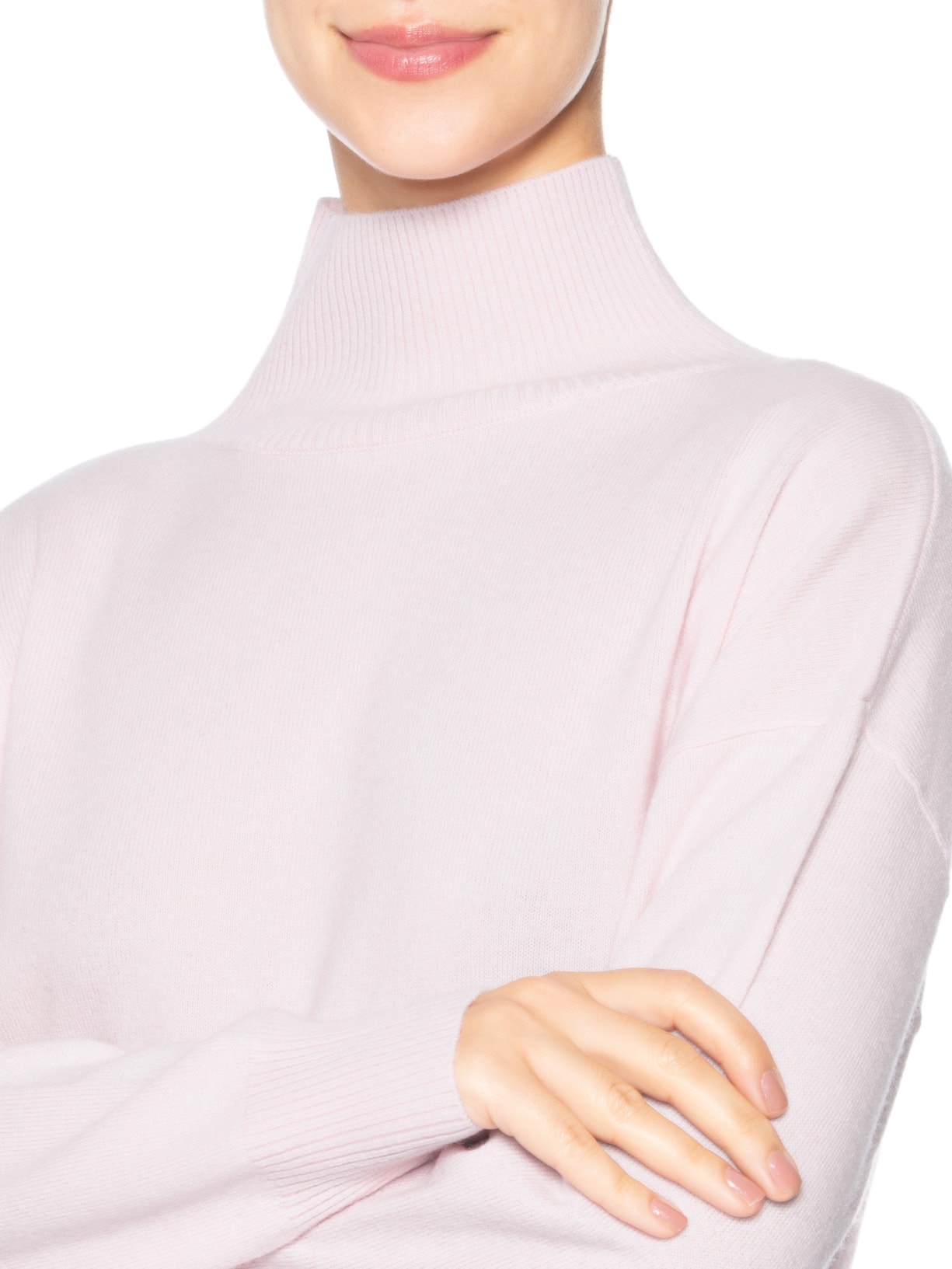 Suéter Feminino Gola Alta Com Blend De Lã E Cashmere Rosa '2Essential