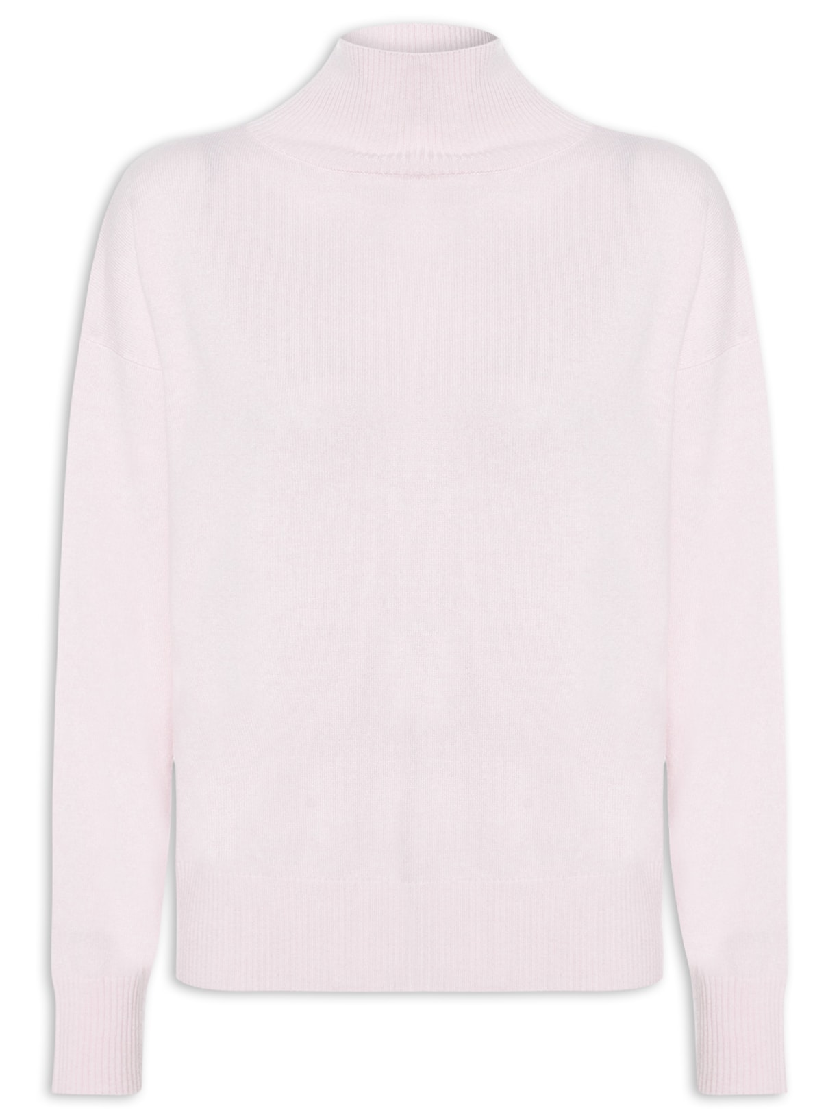 Suéter Feminino Gola Alta Com Blend De Lã E Cashmere Rosa '2Essential