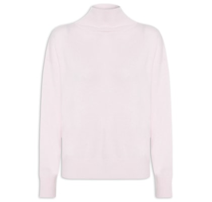 Suéter Feminino Gola Alta Com Blend De Lã E Cashmere - Rosa