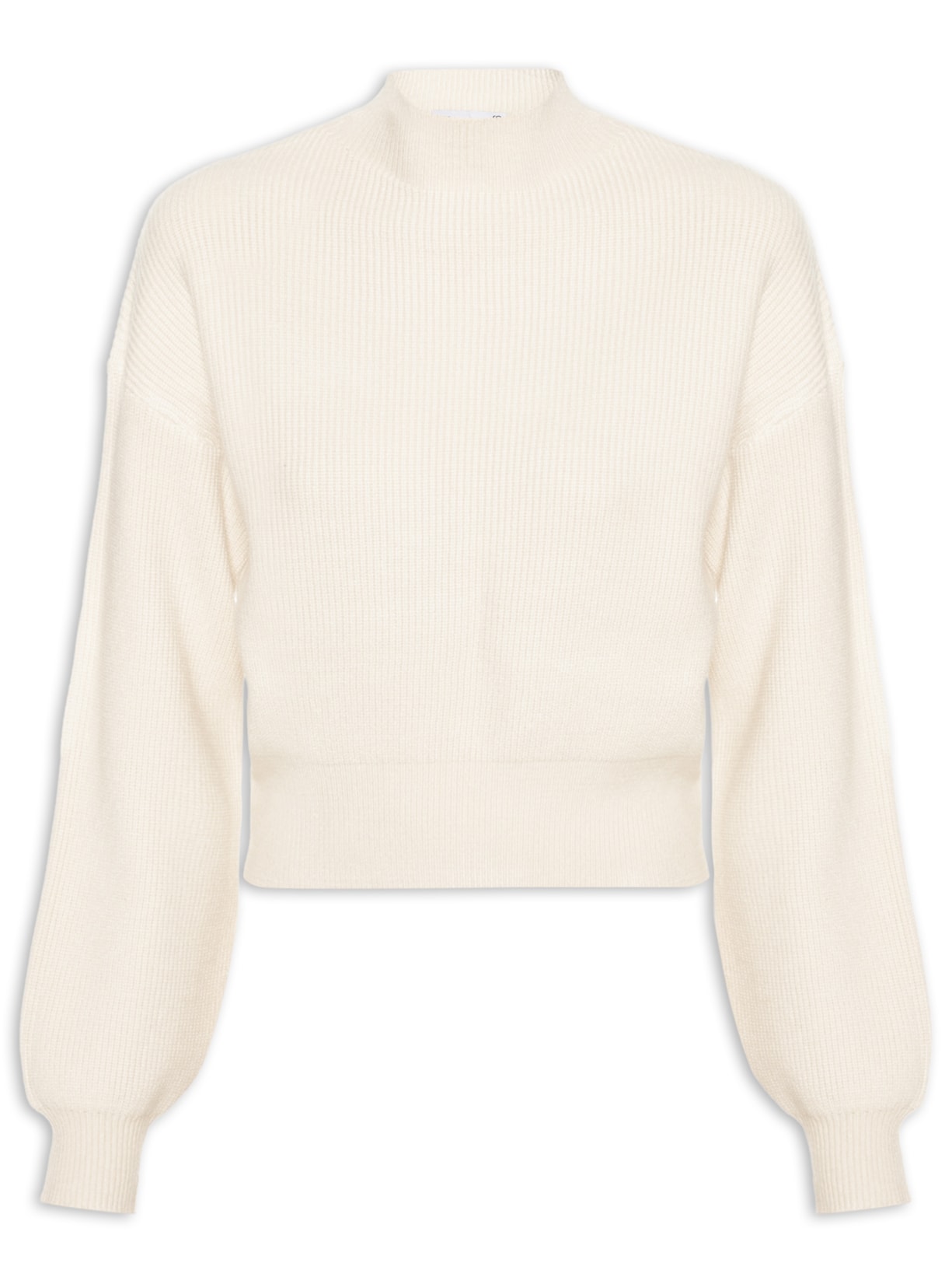 Suéter Feminino Gola Alta Em Tricot - Bege