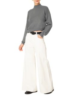 Suéter Feminino Gola Alta Em Tricot - Cinza by '2ESSENTIAL