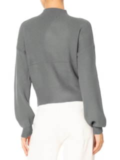 Suéter Feminino Gola Alta Em Tricot - Cinza by '2ESSENTIAL
