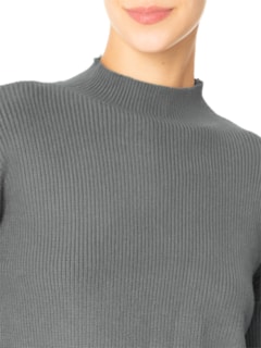 Suéter Feminino Gola Alta Em Tricot - Cinza by '2ESSENTIAL