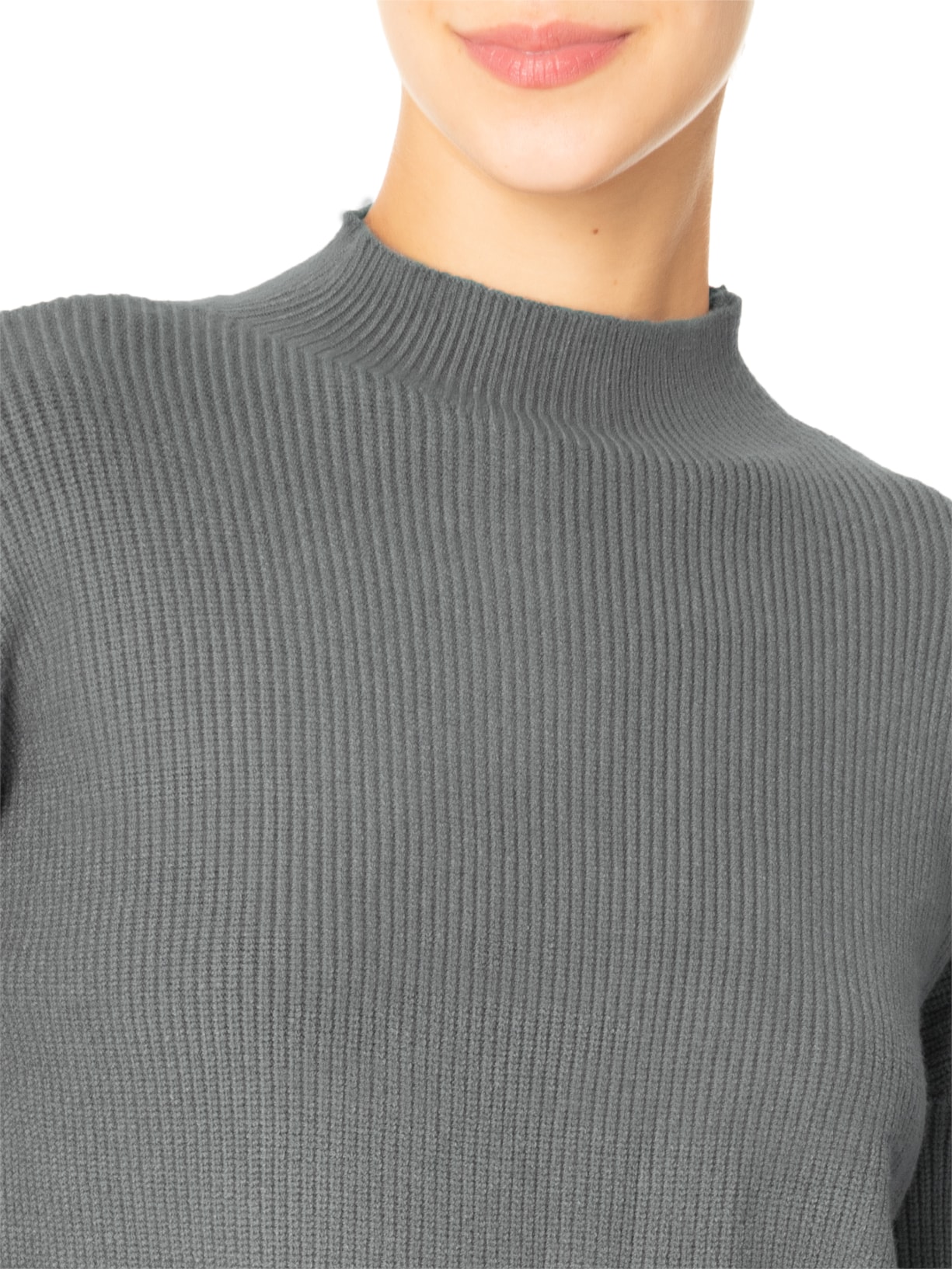 Suéter Feminino Gola Alta Em Tricot - Cinza by '2ESSENTIAL