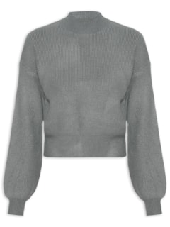 Suéter Feminino Gola Alta Em Tricot - Cinza by '2ESSENTIAL