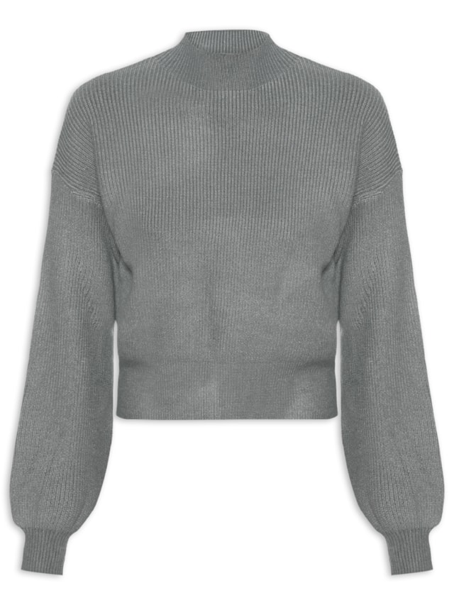 Suéter Feminino Gola Alta Em Tricot - Cinza by '2ESSENTIAL