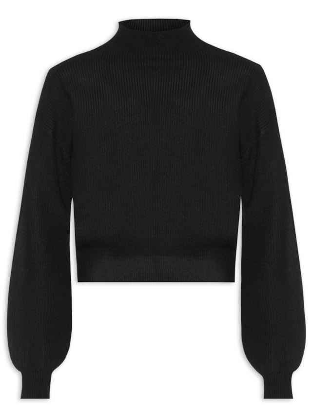 Suéter Feminino Gola Alta Em Tricot - Preto by '2ESSENTIAL