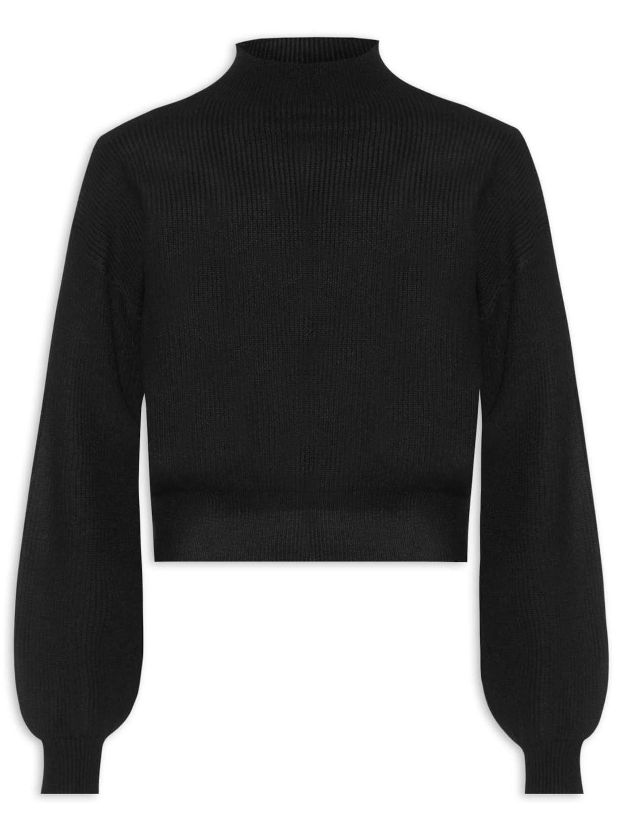 Suéter Feminino Gola Alta Em Tricot - Preto