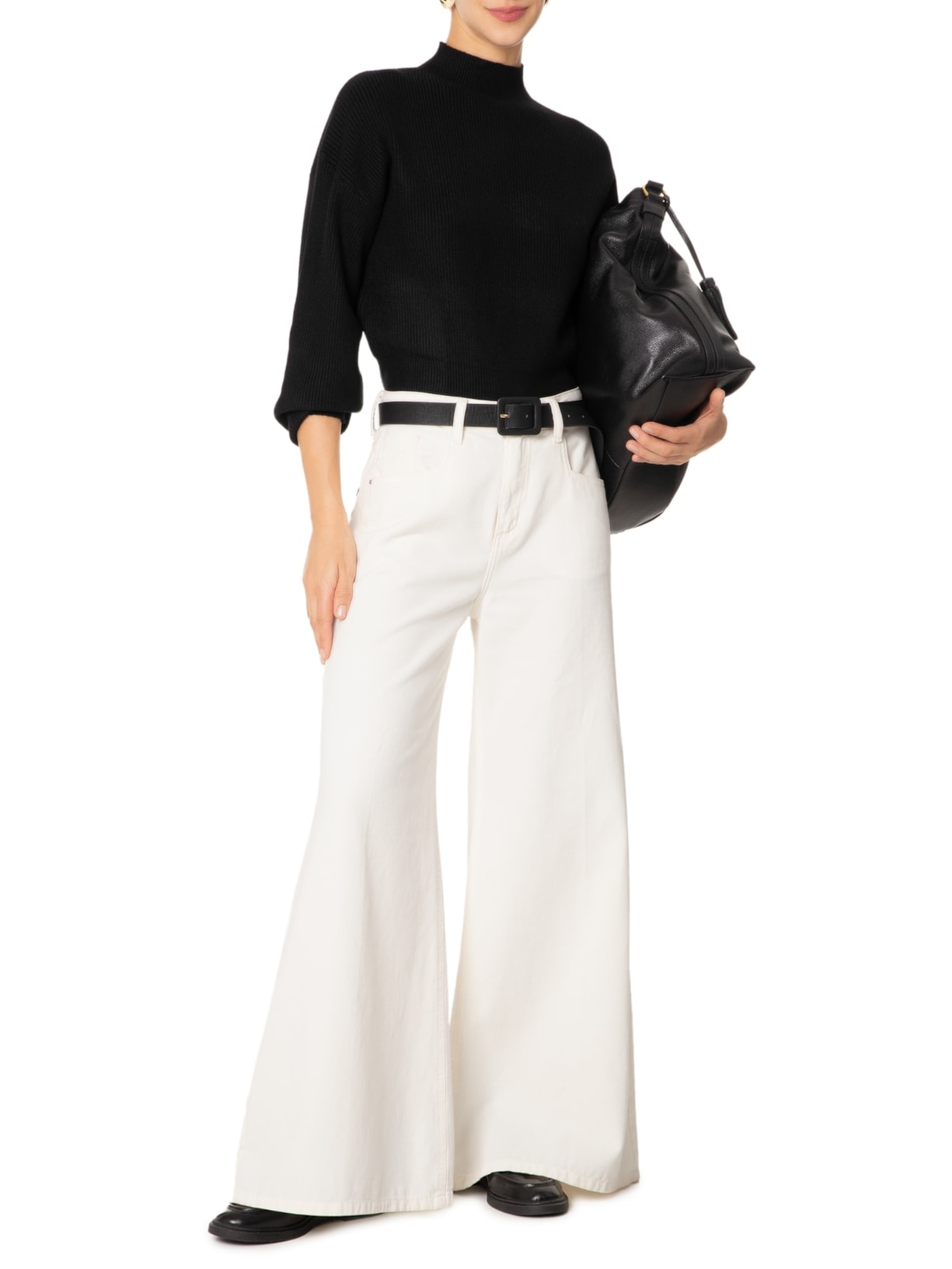 Suéter Feminino Gola Alta Em Tricot - Preto by '2ESSENTIAL