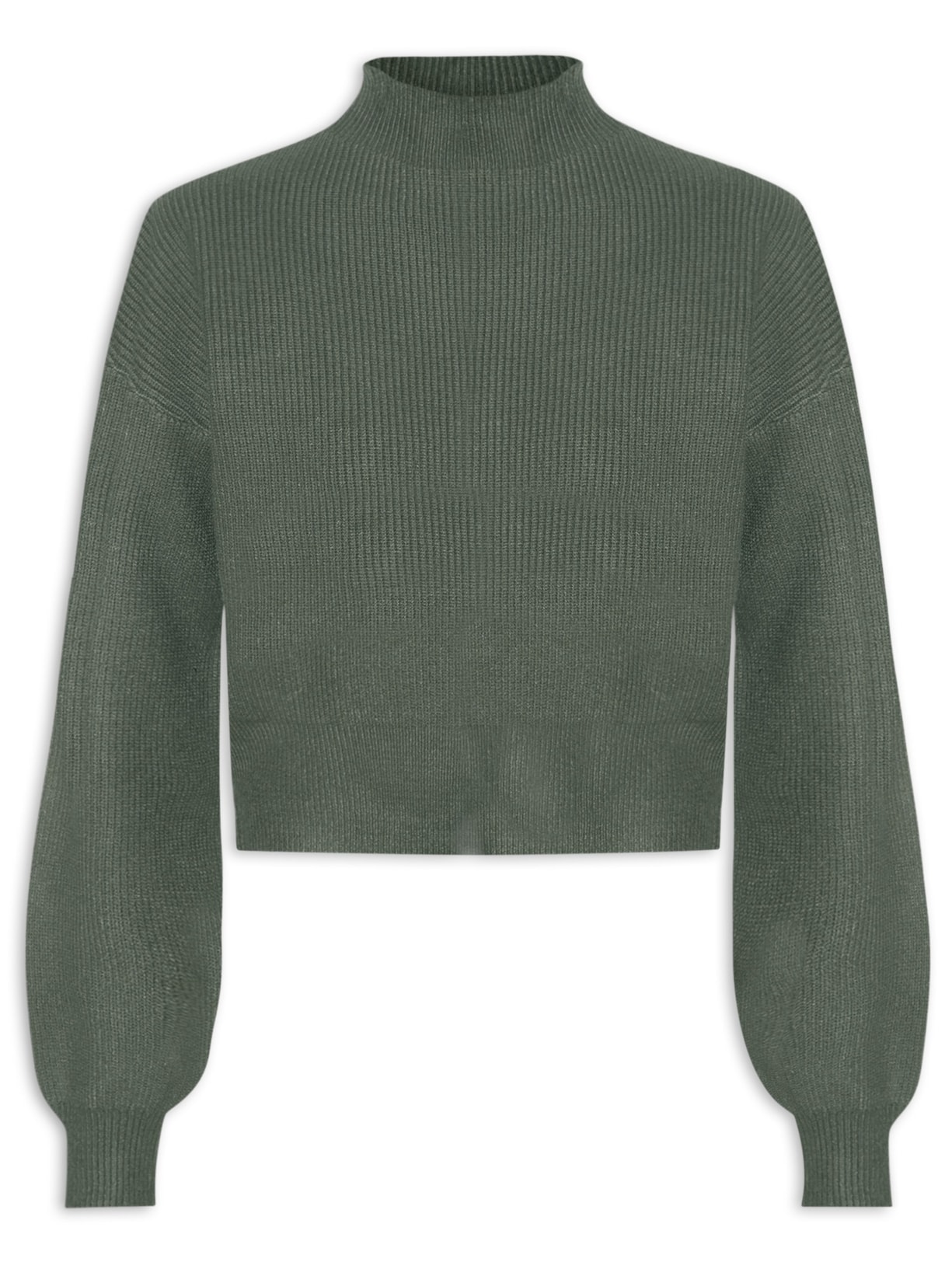 Suéter Feminino Gola Alta Em Tricot Verde '2Essential
