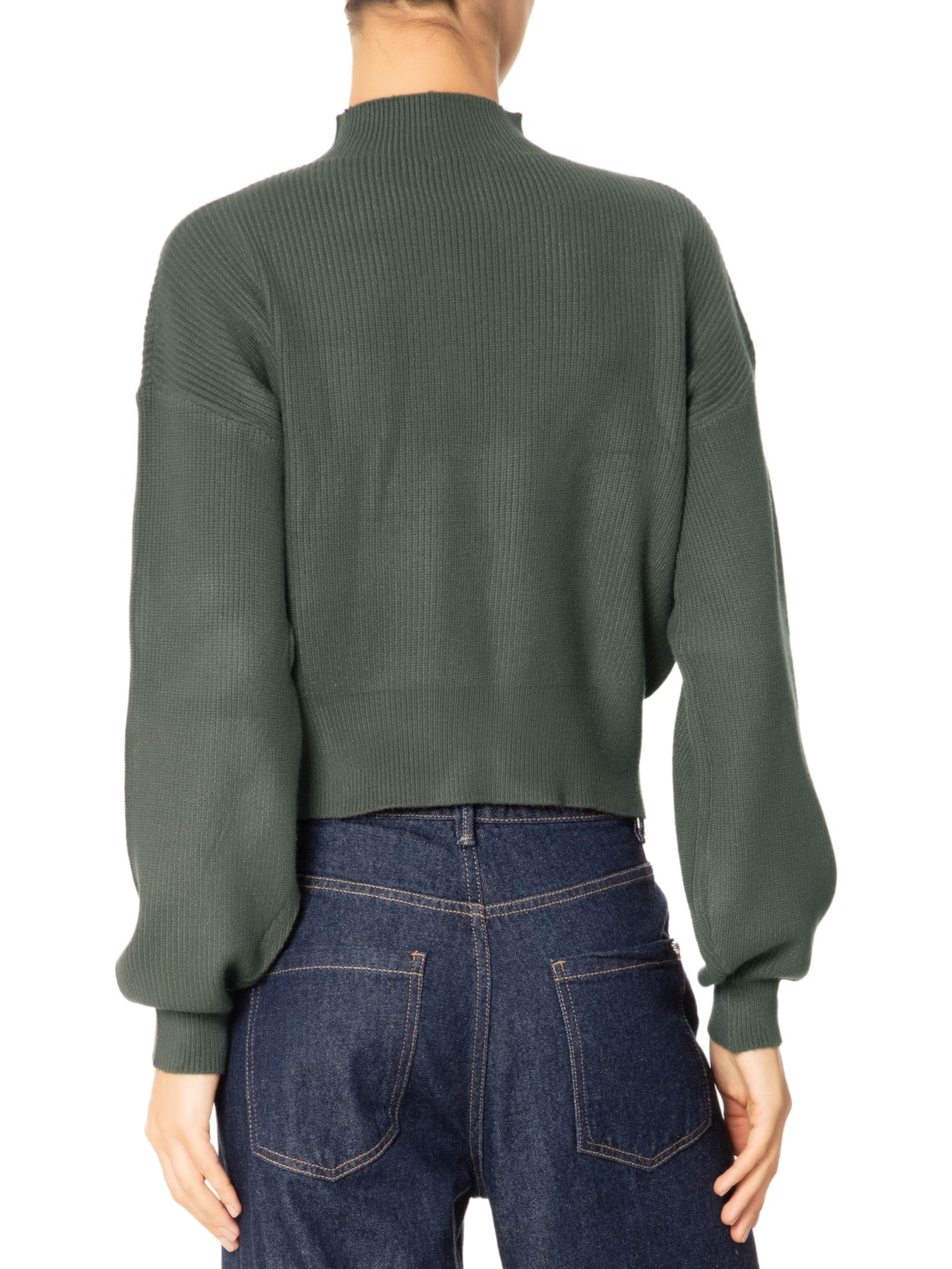 Suéter Feminino Gola Alta Em Tricot Verde '2Essential