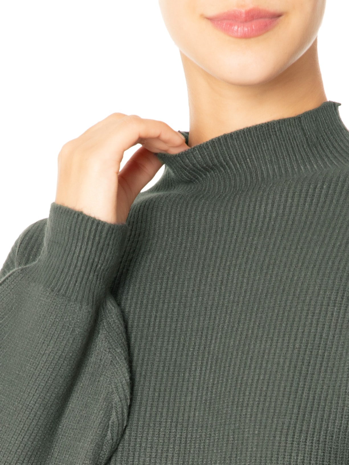 Suéter Feminino Gola Alta Em Tricot Verde '2Essential