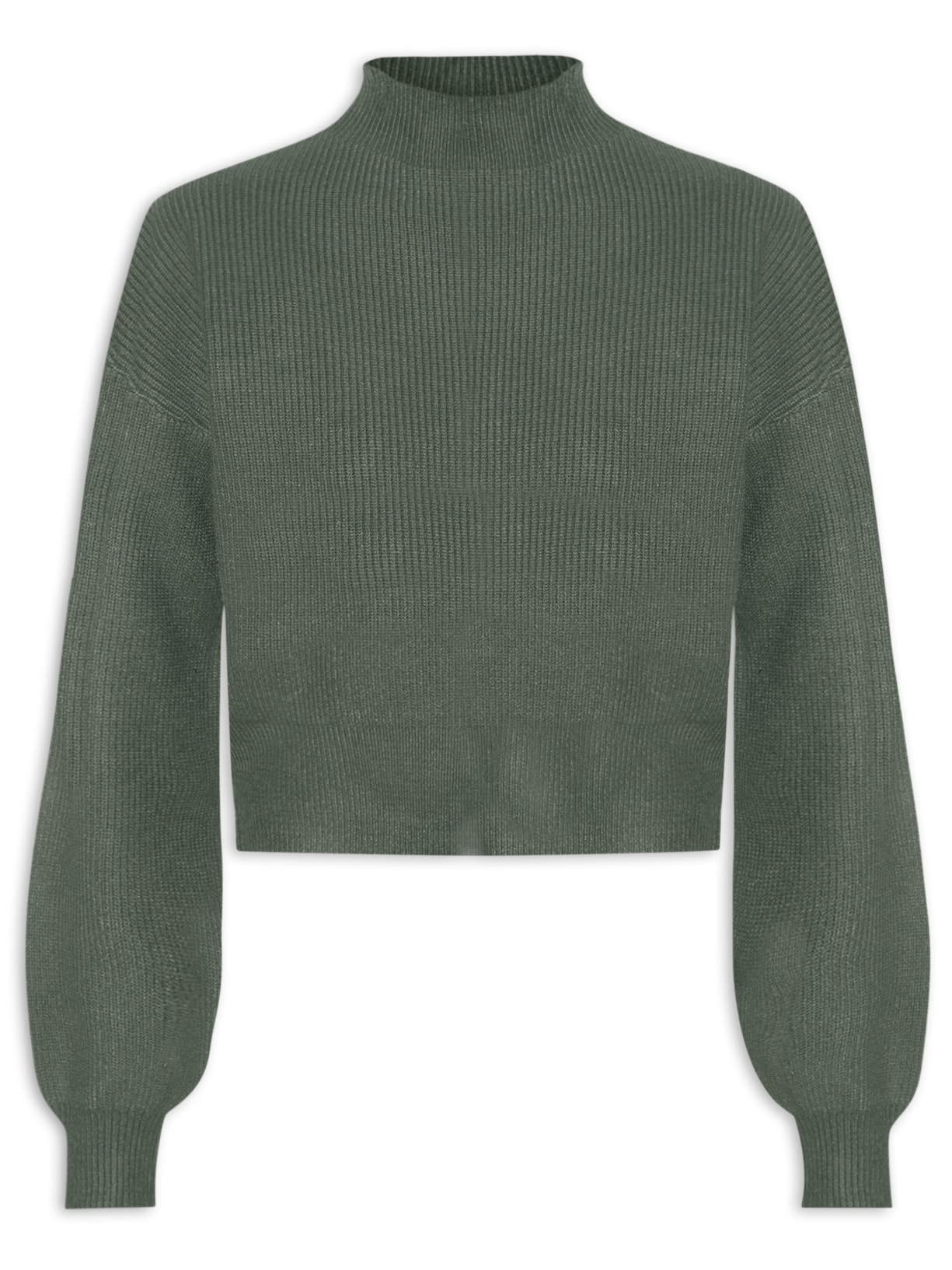 Suéter Feminino Gola Alta Em Tricot - Verde