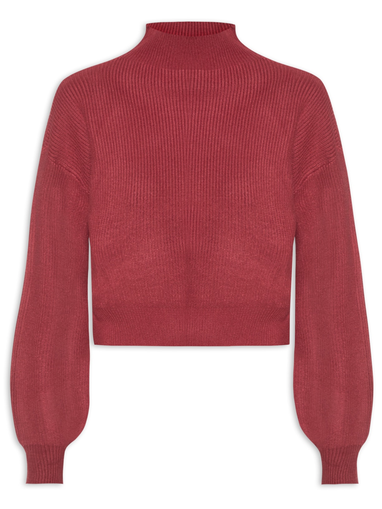 Suéter Feminino Gola Alta Em Tricot - Vermelho