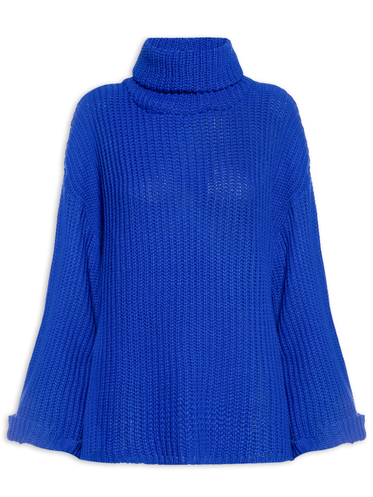 Suéter Feminino Gola Alta Manga Longa Azul '2Essential