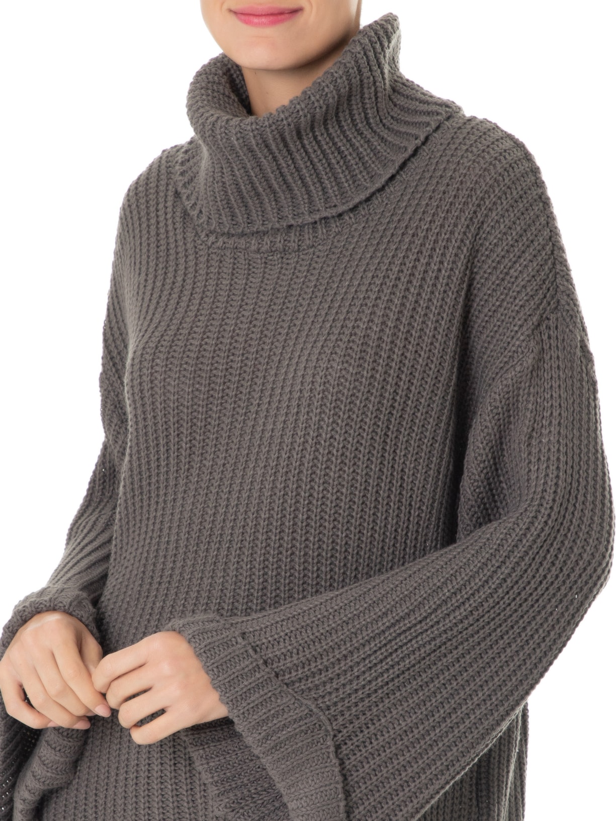 Suéter Feminino Gola Alta Manga Longa Cinza '2Essential