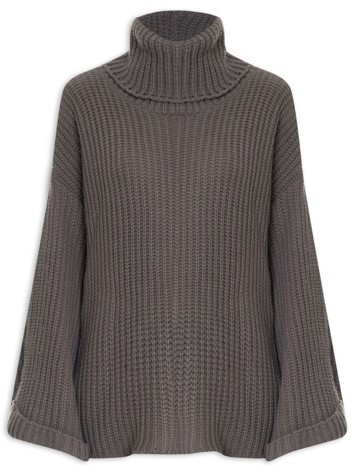 Suéter Feminino Gola Alta Manga Longa Cinza '2Essential