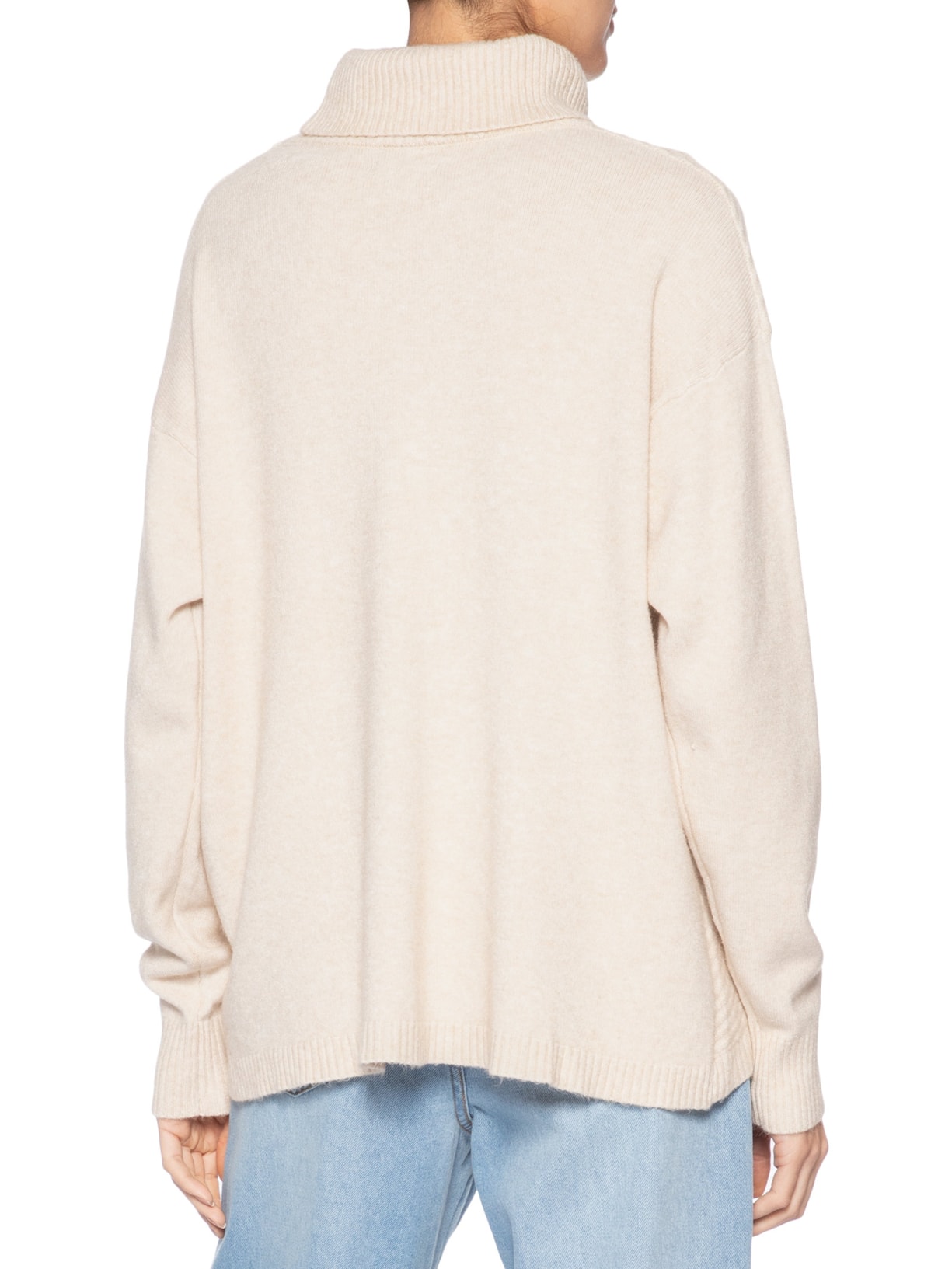 Suéter Feminino Gola Alta Texturizado Bege Basiq