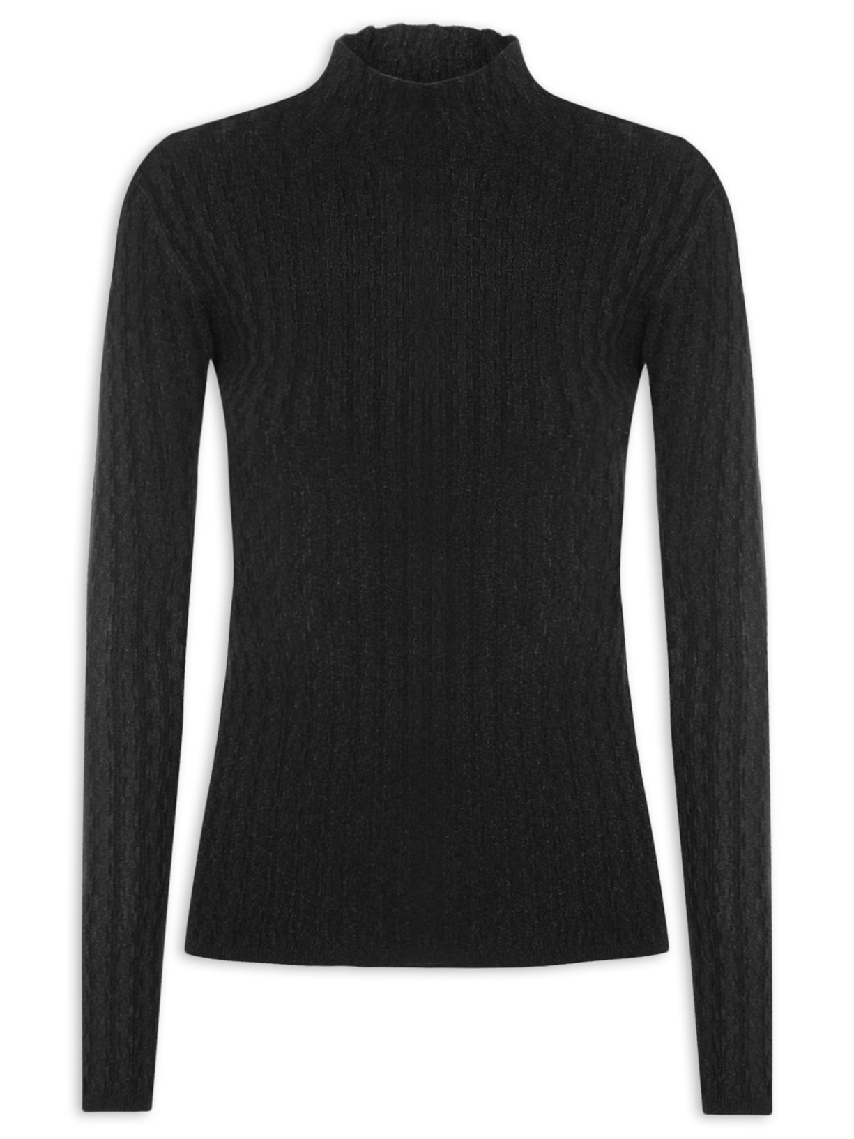 Suéter Feminino Gola Alta Texturizado - Preto