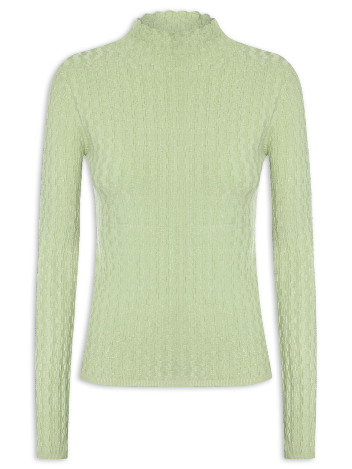Suéter Feminino Gola Alta Texturizado - Verde