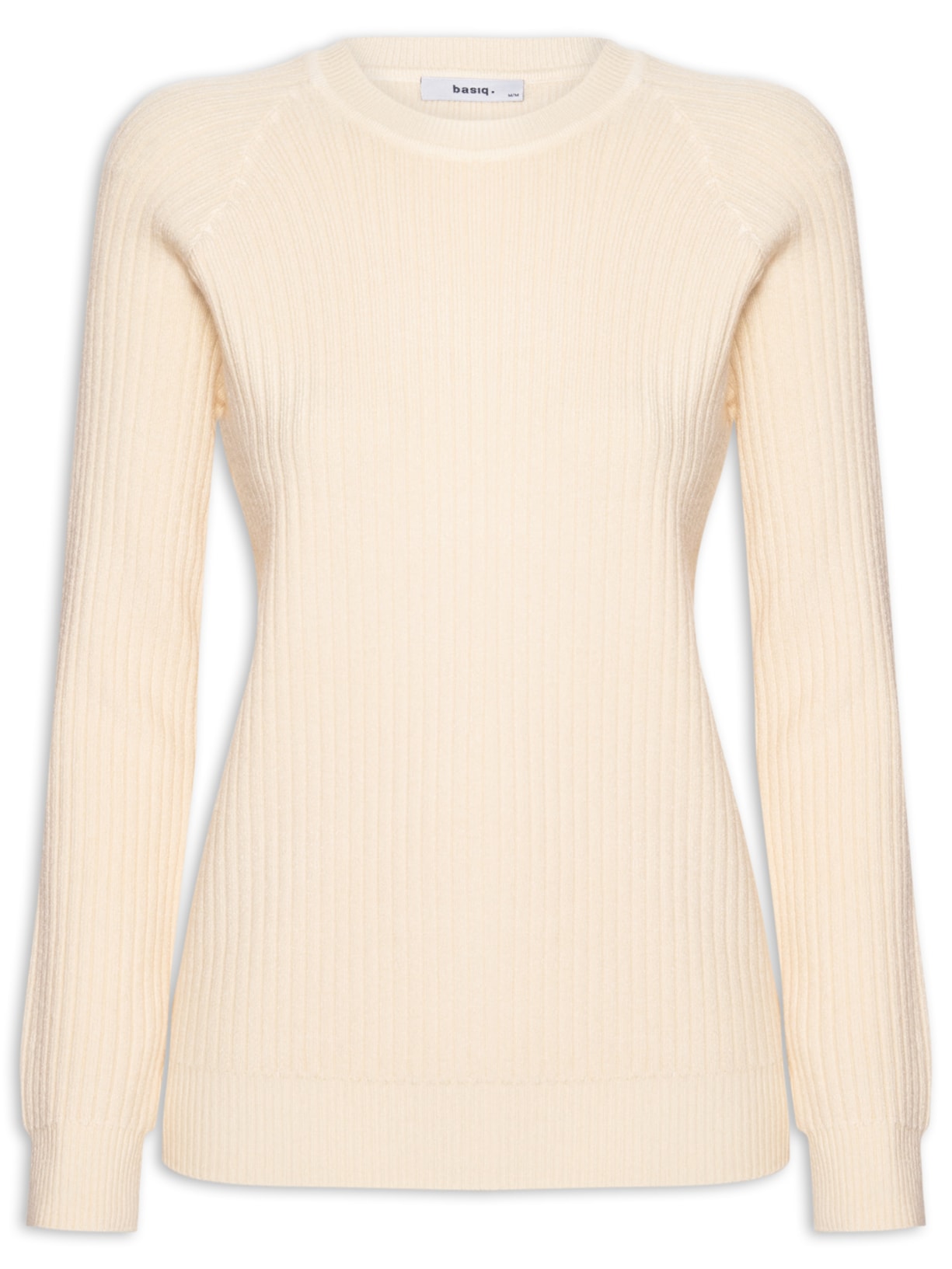 Suéter Feminino Gola Careca Texturizado - Bege