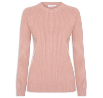 Suéter Feminino Gola Careca Texturizado - Rosa