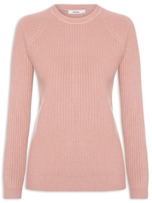 Suéter Feminino Gola Careca Texturizado - Rosa
