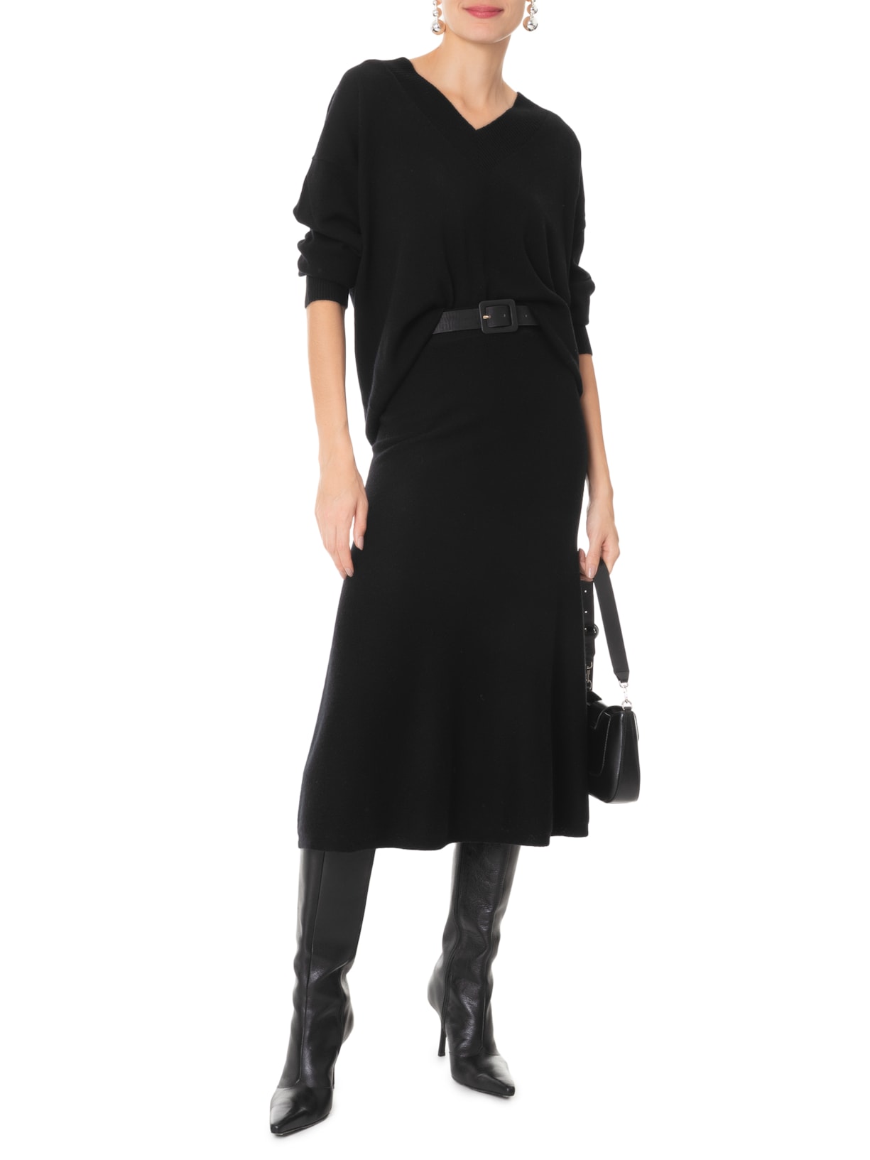 Suéter Feminino Gola V Com Blend De Lã E Cashmere Azul '2Essential