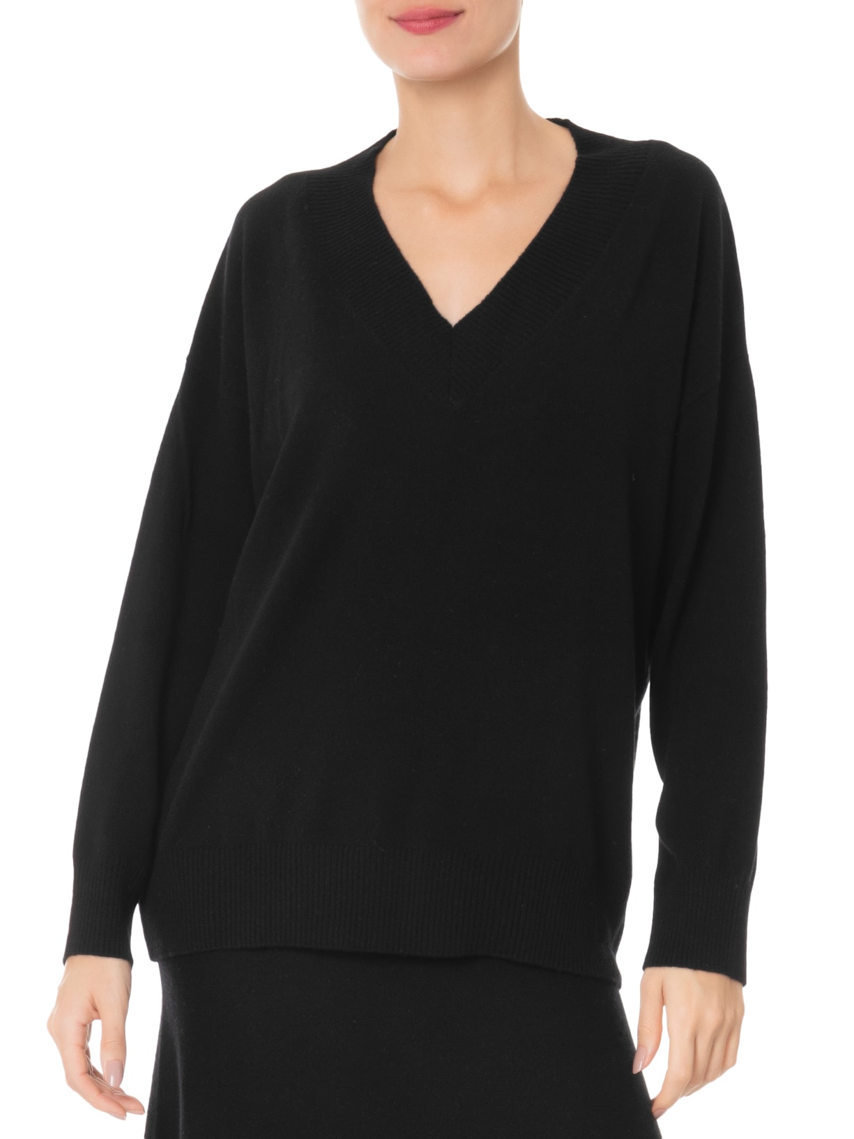 Suéter Feminino Gola V Com Blend De Lã E Cashmere Azul '2Essential