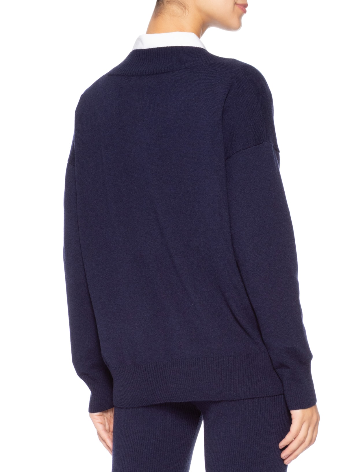 Suéter Feminino Gola V Com Blend De Lã E Cashmere Azul '2Essential