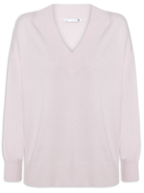 Suéter Feminino Gola V Com Blend De Lã E Cashmere - Rosa