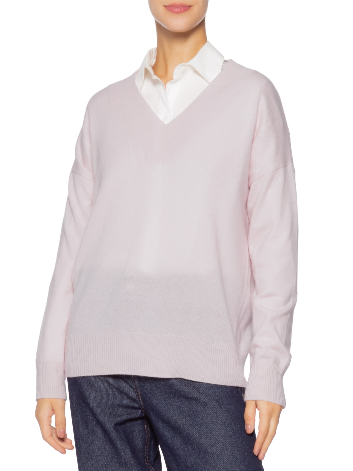 Suéter Feminino Gola V Com Blend De Lã E Cashmere Rosa '2Essential