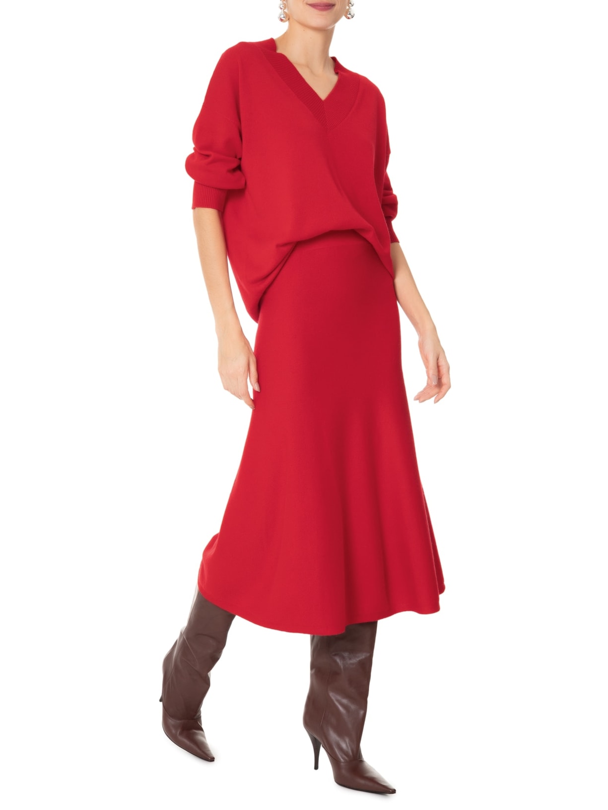 Suéter Feminino Gola V Com Blend De Lã E Cashmere Vermelho '2Essential