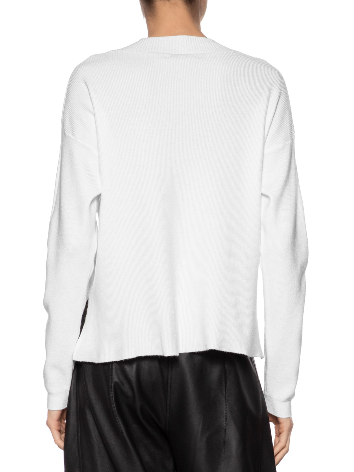 Suéter Feminino Gola V Com Fendas Laterais Branco '2Essential