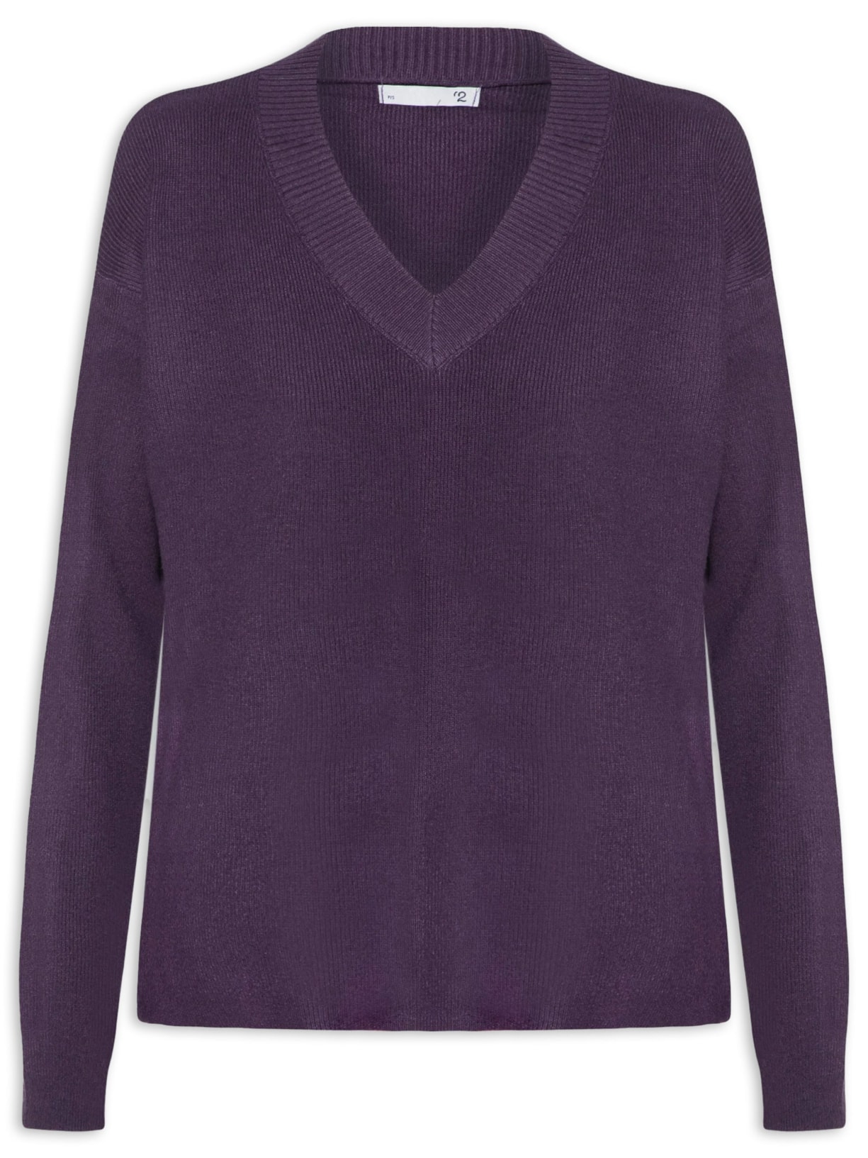Suéter Feminino Gola V Com Fendas Laterais Roxo '2Essential