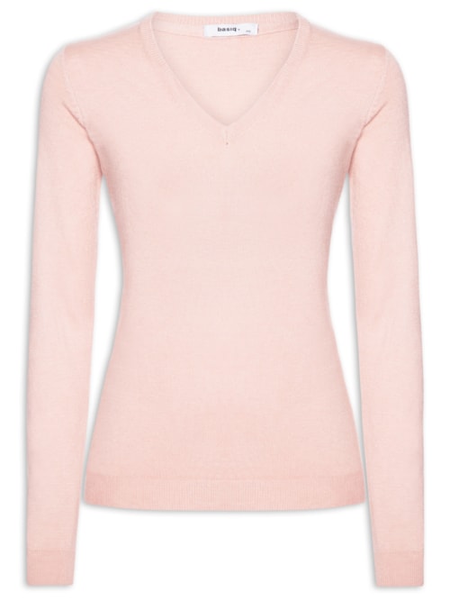 Suéter Feminino Gola V - Rosa